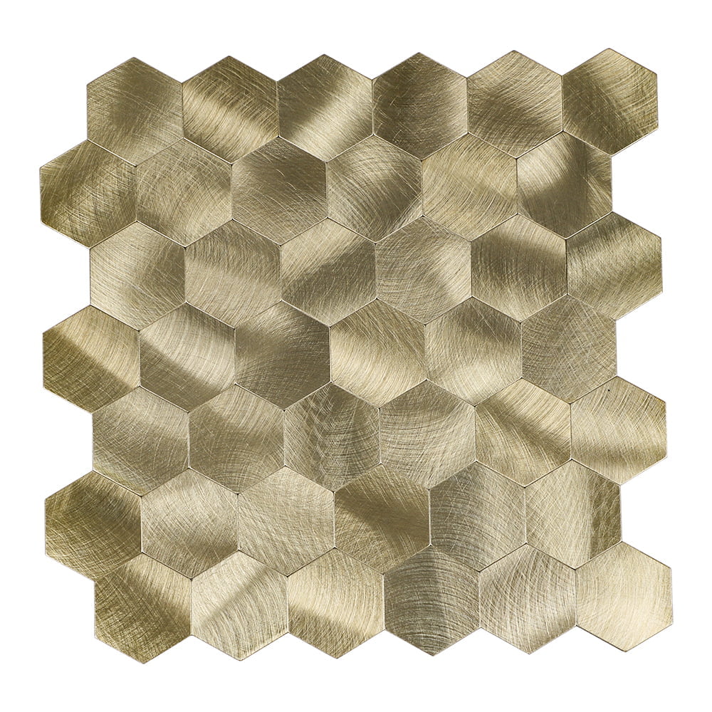 Zelfklevende Mozaïek Steenstrip Hexagon Geborsteld Goud