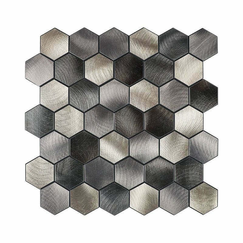 Zelfklevende Mozaïek Steenstrip Hexagon Cobalt Antraciet Goud